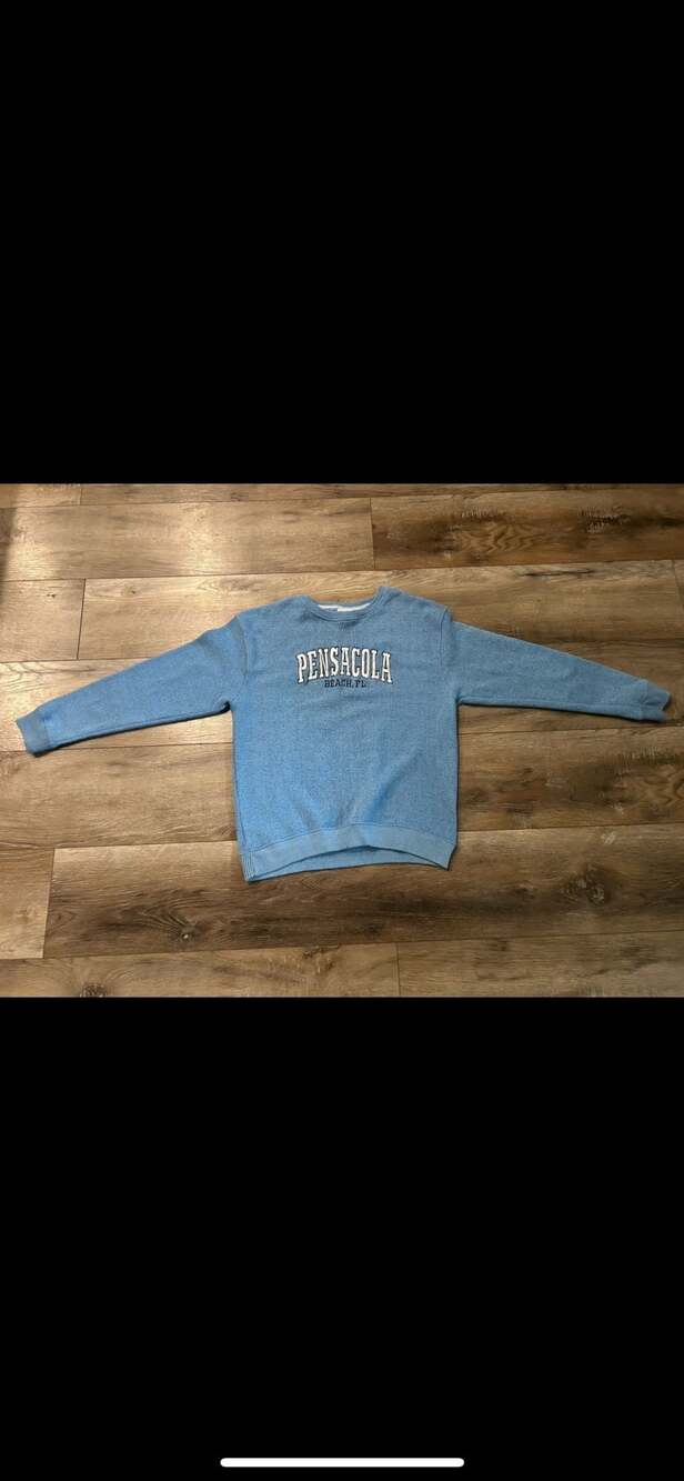 Pacific & Co Pensacola Beach FL Blue Knit Crewneck Sweatshirt Large